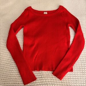 A New Day Vibrant Red Ribbed Knit Top